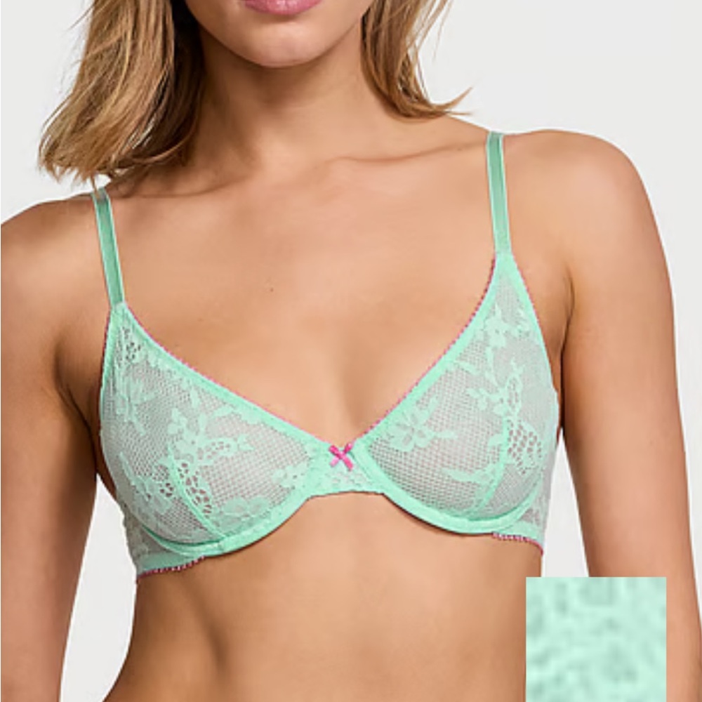 Victoria's Secret Turquoise Lace Bra and Panty Set